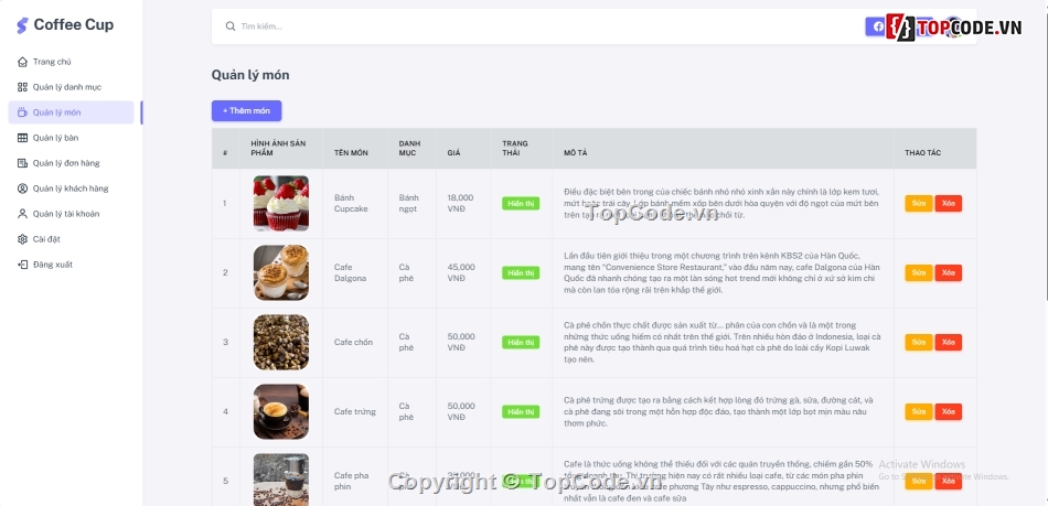 Quản lý cửa hàng cà phề php mysql,Website quản lý,quản lý cà phê,Website quản lý cửa hàng,Web quản lý cửa hàng,cà phê